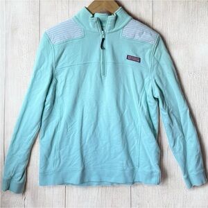 Vineyard Vines Shep Shirt Womens 1/4 Quarter Zip Pullover Sweatshirt Aqua Large